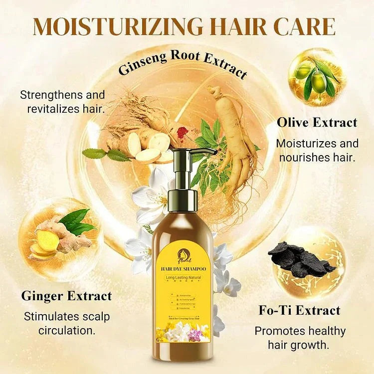 Japanese Long Lasting Natural Black Hair Dye Shampoo (Buy 1 Get 1 Free)